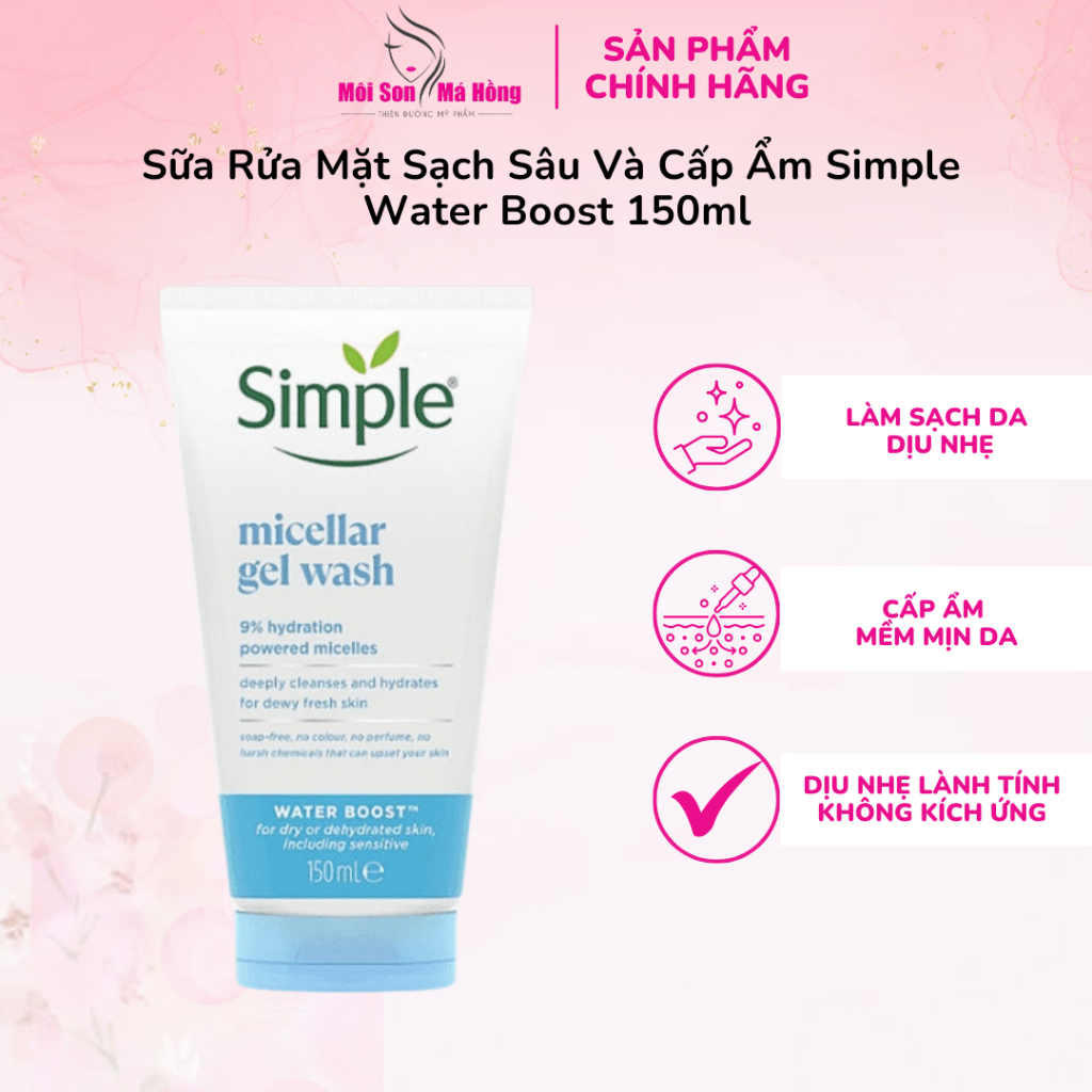 SỮA RỬA MẶT CẤP ẨM SIMPLE WATER BOOST MICELLAR GEL WASH