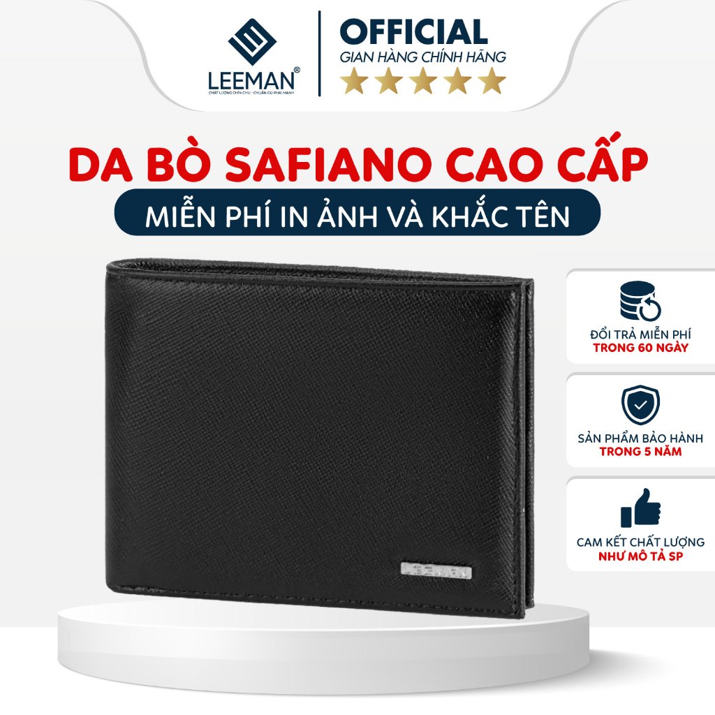 [ CÓ KHẮC TÊN ] Bóp Ví Nam Bellamy LEEMAN, Thiết Kế Nam Tính Sang Trọng, Thiết Kế Tinh Gọn