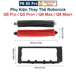  Phụ Kiện Thay Thế Roborock Q5 Pro Q5 Pro+ Q8 Max Q8 Max+   Đôi Chổi Lăn Cao Su Nắp Chặn Chổi Lăn Chính   