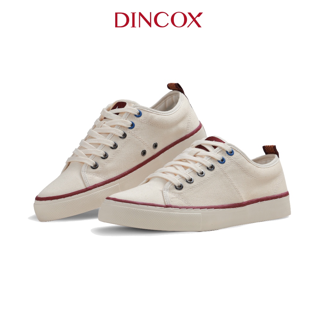 Giày thể thao nam nữ trắng kem C40 Dincox, giày vải canvas đế bằng, giày sneaker nam nữ