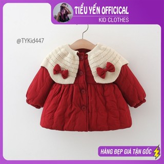 Quần áo trẻ em, Áo khoác phao đỏ bé gái, áo siêu nhẹ có lót nỉ cho bé 8-18kg AK447 | Tiểu Yến KID