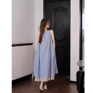 [HÀNG ĐẸP] Đầm ba lỗ nữ dập ly 2 lớp mỏng nhẹ bay bổng thướt tha