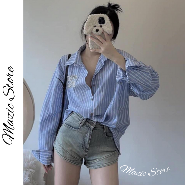 Sơ mi MIU đính đá 💖 𝑭𝑹𝑬𝑬𝑺𝑯𝑰𝑷 💖 form <58kg