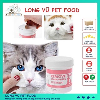 Bông lau ố mắt làm sáng sạch lông, vệ sinh tai cho chó mèo hộp 100 miếng  - Long Vũ Pet Food