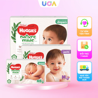 Bỉm tã dán/quần Huggies Platinum Nature Made chính hãng