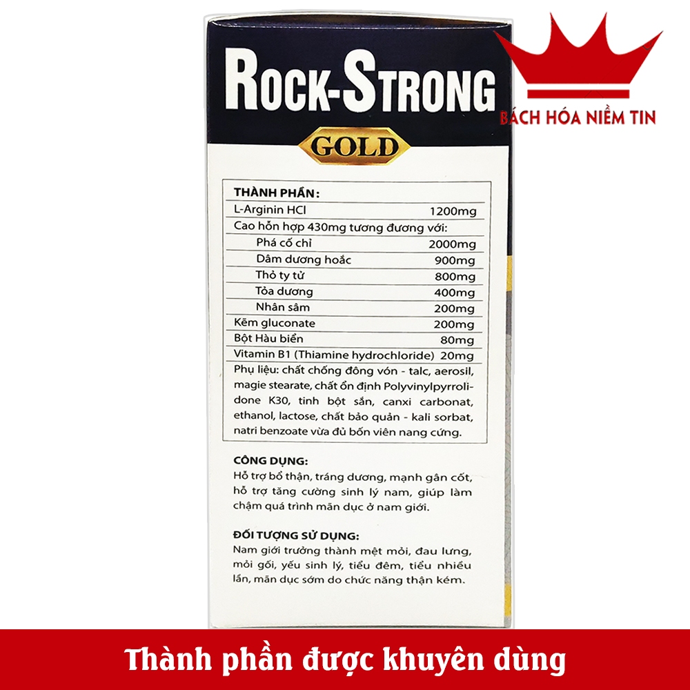Viên uống bổ thận từ hàu biển ROCK - STRONG GOLD  - tăng cường sinh lý,  - hộp 30 viên