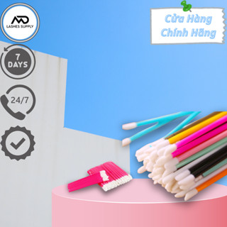 Tăm tháo mi đầu to  LASHES SUPPLY 50 cây,Tăm bông vệ sinh mi, tăm tháo mi đầu to