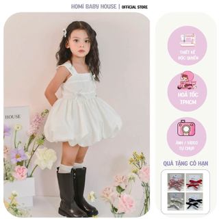 Váy công chúa cho bé gái đầm Aimee - Đầm bí nơ tim Trắng HOMI BABY HOUSE đầm công chúa