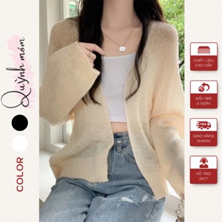 Áo Khoác Cardigan Len Mỏng Mềm Mại Nhẹ Nhàng, Áo Khoác Ngoài Nữ Siêu Xinh Phù Hợp Mặc Đi Dạo