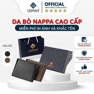   CÓ KHẮC TÊN  Bóp Ví Nam LEEMAN V102 Cao Cấp Chất Liệu Da Thât Form Túi Lớn Thiết Kế Hiện Đại 
