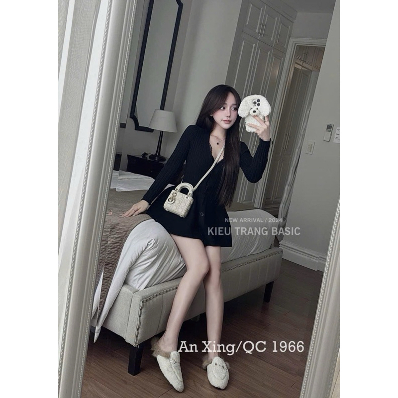 (Hàng QC loại 1) Váy Len Nữ Đầm Body Len Hàn Cổ V Dáng Ngắn Tay Dài Hàng QC Cao Cấp | BigBuy360 - bigbuy360.vn