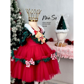  Đầm noel cho bé gái đỏ đô NS 151 váy giáng sinh bồng xoè cho bé gái chụp hình giáng sinh noel đi chơi 