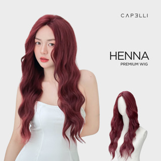 Tóc Giả Nguyên Đầu Siêu Da Lưới Lace CAPELLI Xoăn Sóng Mái Bay Đỏ Rượu Henna Premium Wig