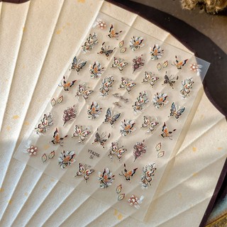 Sticker 5D Nổi | Bướm Vẽ Cổ Điển Butterfly Story 2025 | Hình Dán Móng Tay