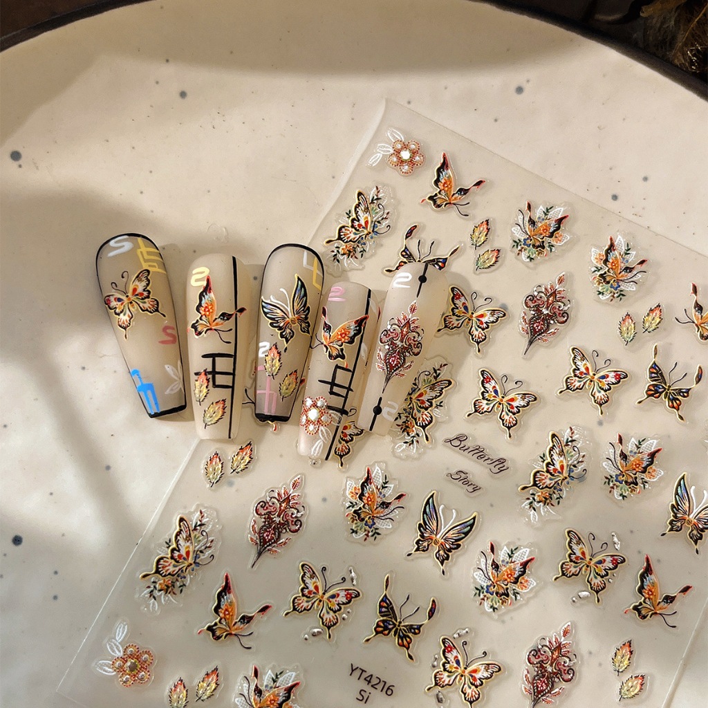 Sticker 5D Nổi | Bướm Vẽ Cổ Điển Butterfly Story 2025 | Hình Dán Móng Tay