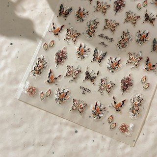 Sticker 5D Nổi | Bướm Vẽ Cổ Điển Butterfly Story 2025 | Hình Dán Móng Tay