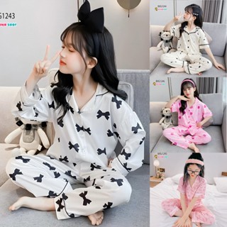   BEXINHSHOPVN  Pizama lụa dài dễ thương cho bé gái mặc nhà mặc ngủ BXG1243 
