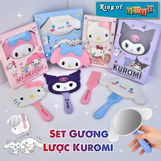 Bộ Lược Chải Tóc Và Gương Hình Sanrio Kuromi My Melody Hello Kitty Dễ Thương Chống Tĩnh Điện Chất Liệu Nhựa PVC Cao Cấp