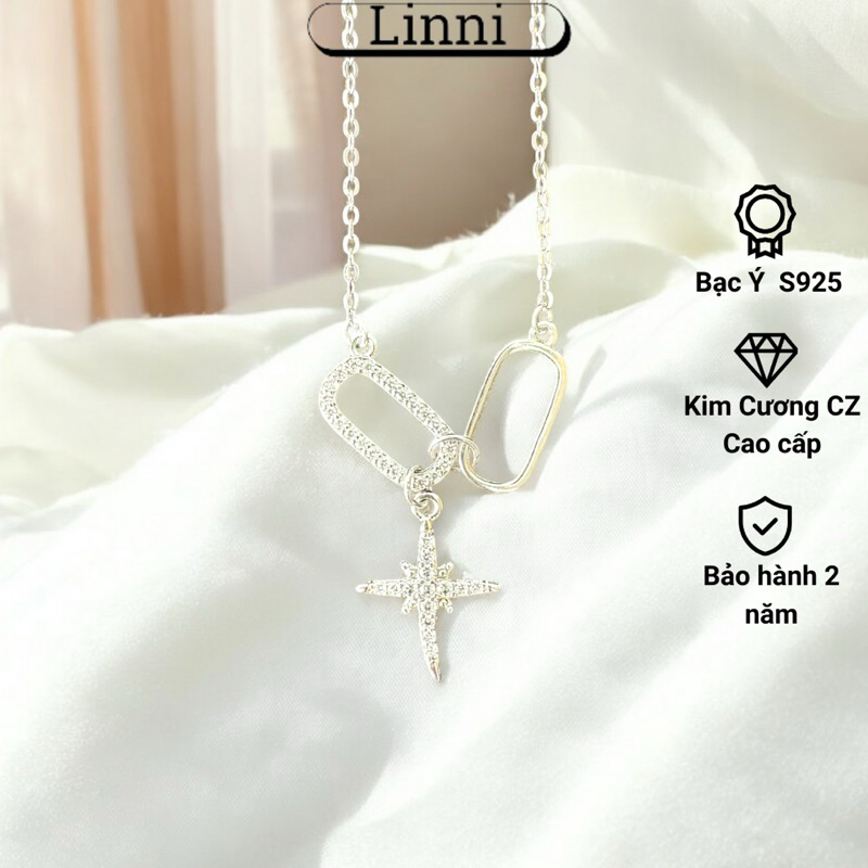 [ Bạc ] Dây Chuyền Nữ Bạc Ý Đính Moissanite – Mẫu Liên Kết, Gợi Nhớ Niềm Tin & Ánh Sáng Ước Mơ