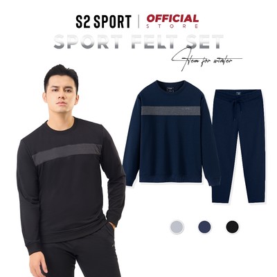 Bộ quần áo nỉ nam dài tay S2 SPORT vải cotton USA phối màu kiểu dáng thể thao, khỏe khoắn - BN04