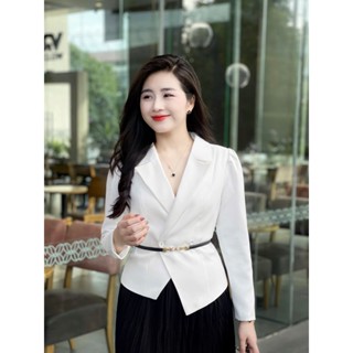 Áo vest vạt chéo tay bồng dài 2 lớp , áo vest nữa thiết kế phong cách thời trang công sở siêu xinh Evalover