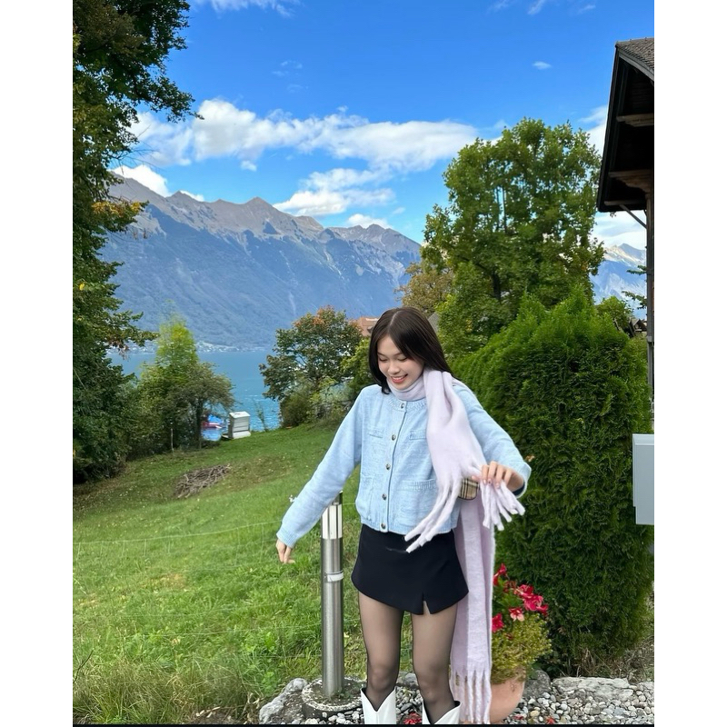 ÁO LEN TINGOAN cardigan 4 TÚI Jennifer màu xanh blu newtag | BigBuy360 - bigbuy360.vn