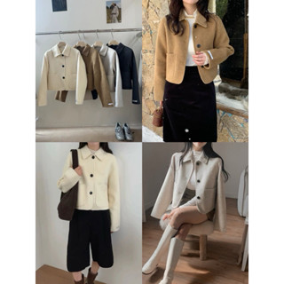 Áo dạ ép lông cừu cổ bẻ fom vừa Hand made