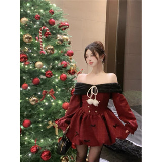  Đầm Đỏ Mùa Noel Và Tết Xoè Ngắn Trễ Vai Tay Dài Xinh Bigsize XS-3XL 