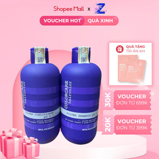 Gội xả tím khử sắc tố vàng giữ màu nhuộm tóc tẩy, chăm sóc màu bạch kim Elgon Silver 300mlx2 | ZATAKUB
