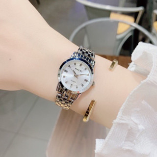 Đồng Hồ Nữ Mặt Tròn HA Basic Dây Thép Kim LoạI Titanium Chống Gỉ, Chống NướC 3Atm A35