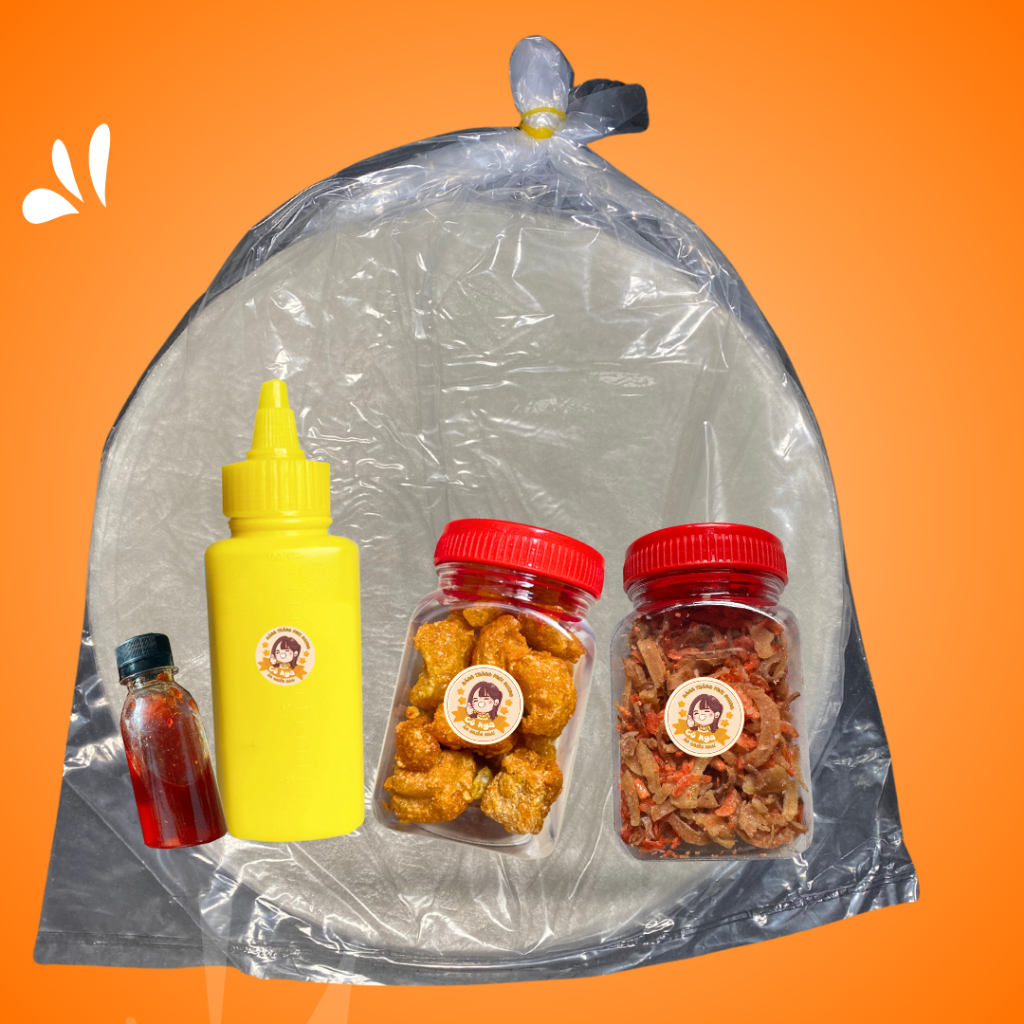 combo bánh tráng 350g tóp mỡ hành phi chai bơ sốt tắc