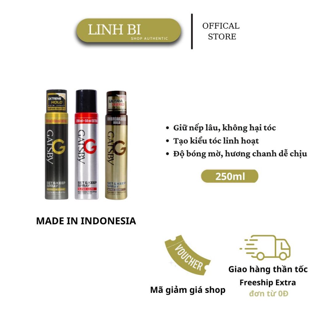 Gôm Xịt Tóc Nam Gatsby Hair Spray 250ml - Giữ Nếp Tạo Kiểu Tóc