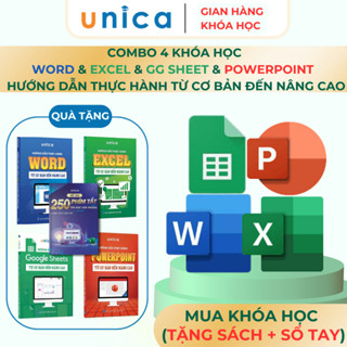 Combo 4 Khóa học + Tặng FREE 4 sách Word - Excel - Google Sheet - Powerpoint từ cơ bản đến nâng cao
