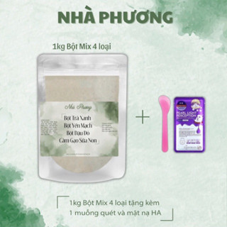 Bột Mix 4 Loại (Trà xanh, Yến Mạch, Đậu đỏ, Cám gạo sữa non) gói 250g,500g,1kg- Bột Nhà Phương