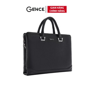 Cặp Da Công Sở Túi Xách Nam GENCE GCE14 Chất Liệu Da Bò Cao Cấp Màu Đen Có Dây Đeo Vai