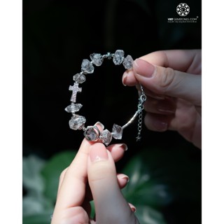 Vòng Chuỗi Mân Côi T.A Herkimer tự nhiên phối charm bạc Thái 925 | Cho lời nguyện cầu thêm đẹp