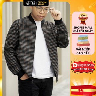 Áo Bomber Nam AHOA Vải Nỉ Ép Cao Cấp, Áo Khoác Nam 2 Lớp Dày Dặn Trẻ Trung BBN