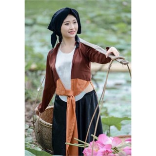 Áo Yếm Tứ Thân Chụp Sen Đẹp Kèm Áo Choàng Đủ Màu Tặng Khăn Y03