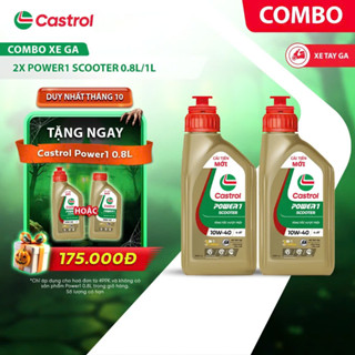 ( combo 2 chai xe ga) Dầu nhớt Castrol Power 1 4T 10W-40 0.8L/1L cho xe ga - castrol vàng