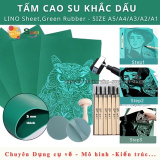 [ TÂM TÂM ] Tấm cao su khắc dấu , Tấm cao su làm dấu  LINO Sheet,Green Rubber