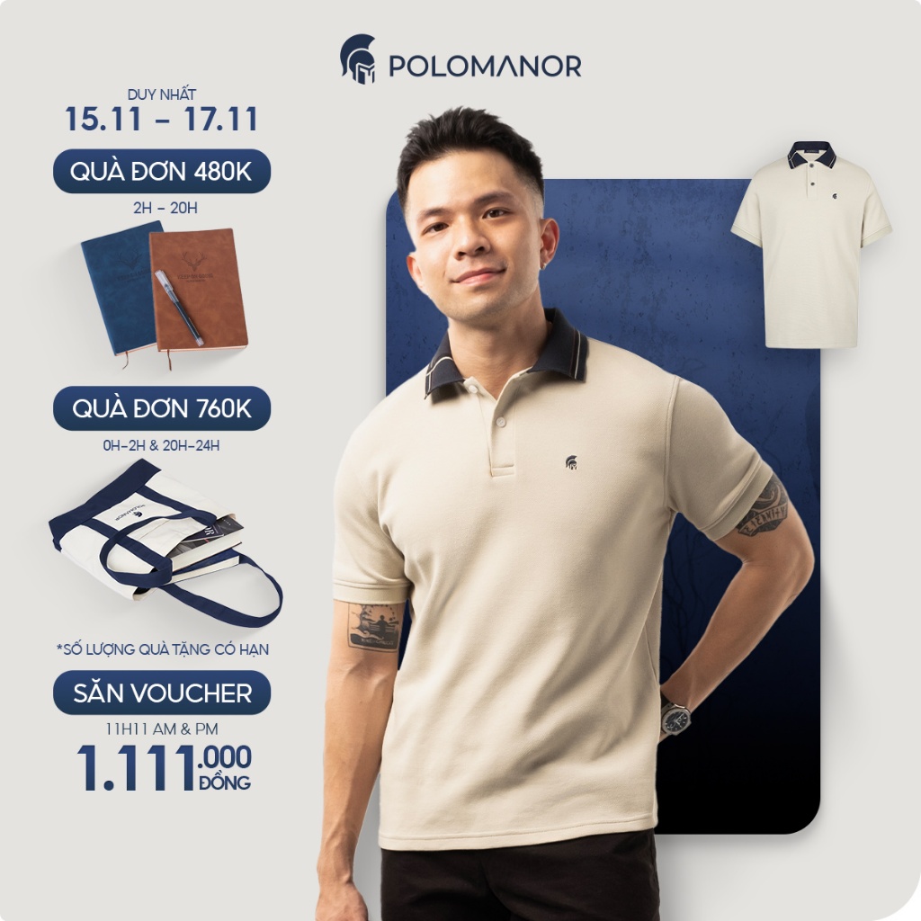 Áo polo nam FIRIS SMART "F" vải cá sấu cotton interlock xuất xịn, thanh lịch sang trọng - POLOMANOR