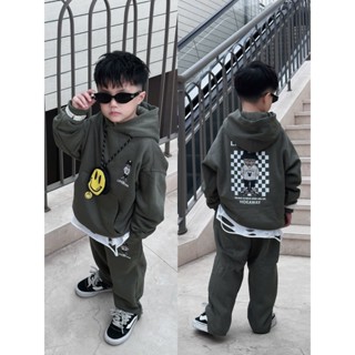  Bộ quần áo nỉ hoodie chất lót lông cáo cho bé trai hình LW zích zắc bộ nỉ thu đông trẻ em,TPKIDS M910  