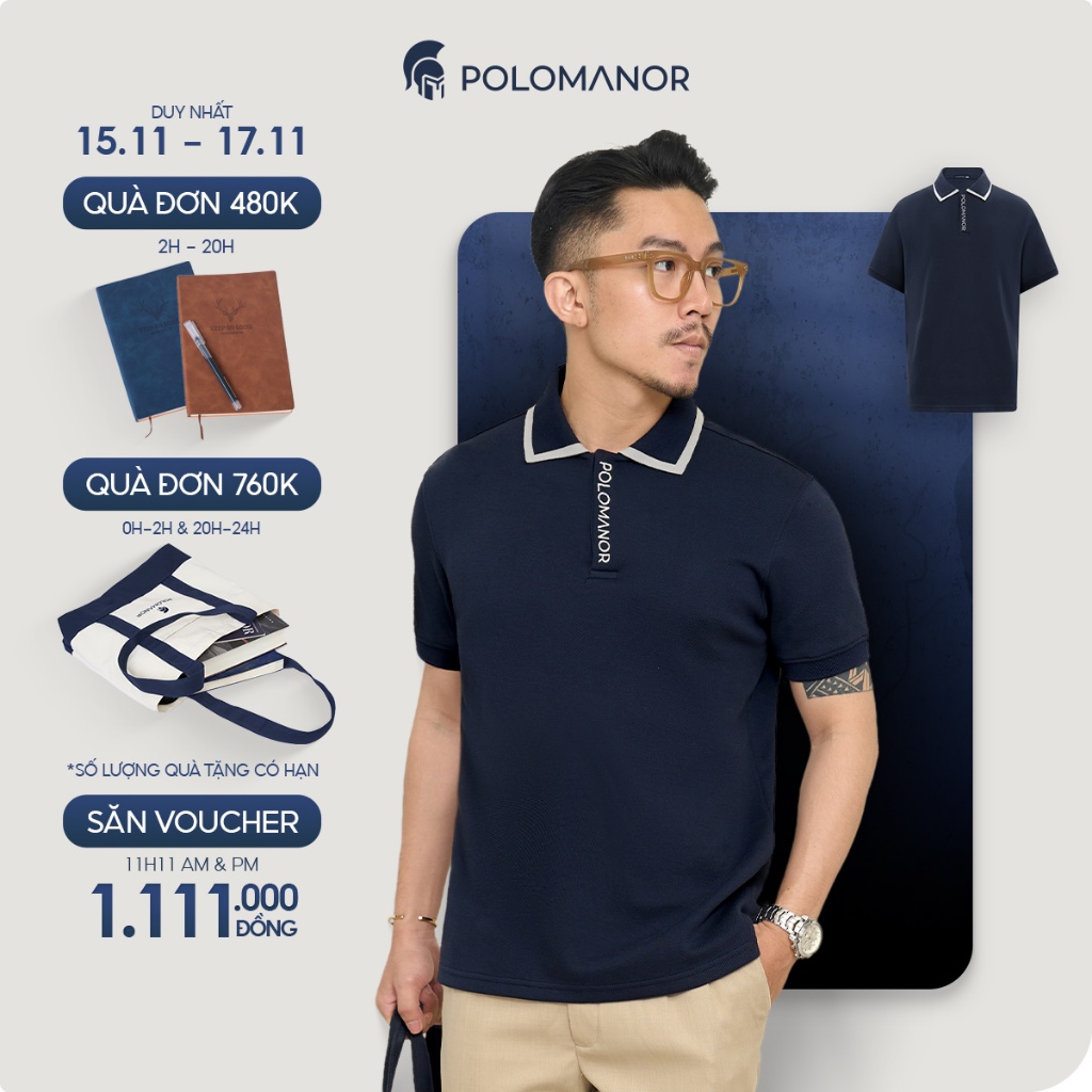Áo polo nam cao cấp FIN, chất liệu mới cotton diamond USA thanh lịch sang trọng - POLOMANOR