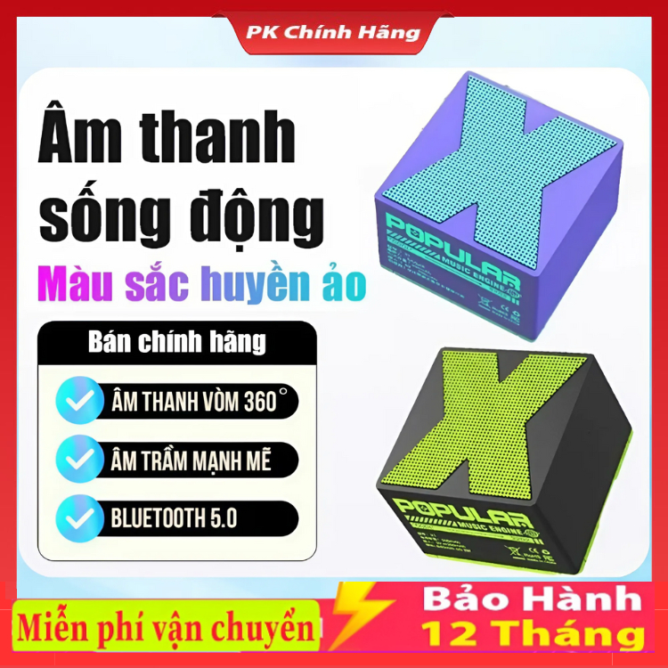 Loa Bluetooth Mini Chữ X Loa di động sạc trầm, 360 ° Âm thanh nổi, âm trầm tuyệt vời