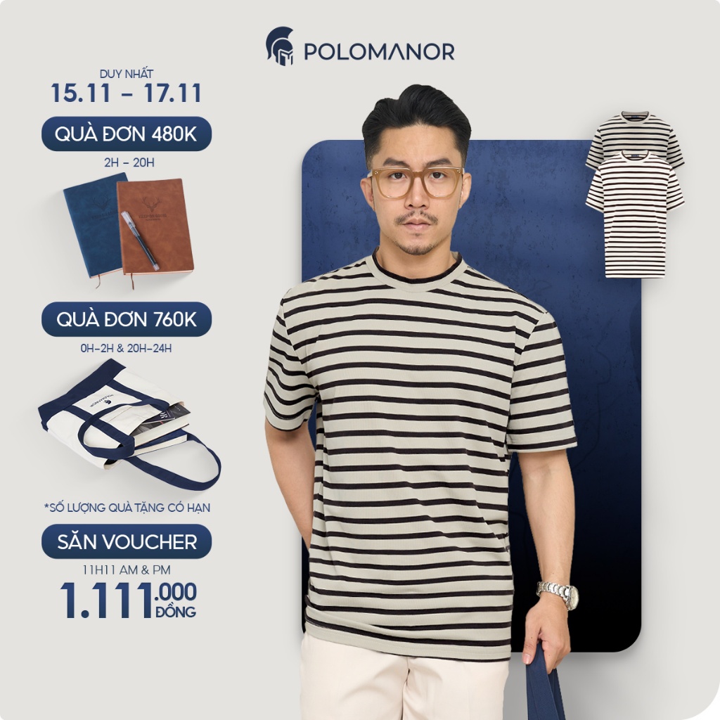 Áo thun nam cổ tròn cao cấp TSHIRT EDRIC, vải cotton, thoáng mát thanh lịch - POLOMANOR