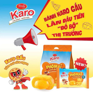 Bánh Chà Bông Karo Hình Gấu Richy- Bánh Chà Bông Nhân Phô Mai Trứng Thế Hệ Mới