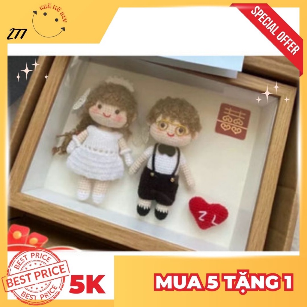 Chart / Hướng dẫn móc Cô dâu, chú rể baby bằng len [Bản Trung] *277*