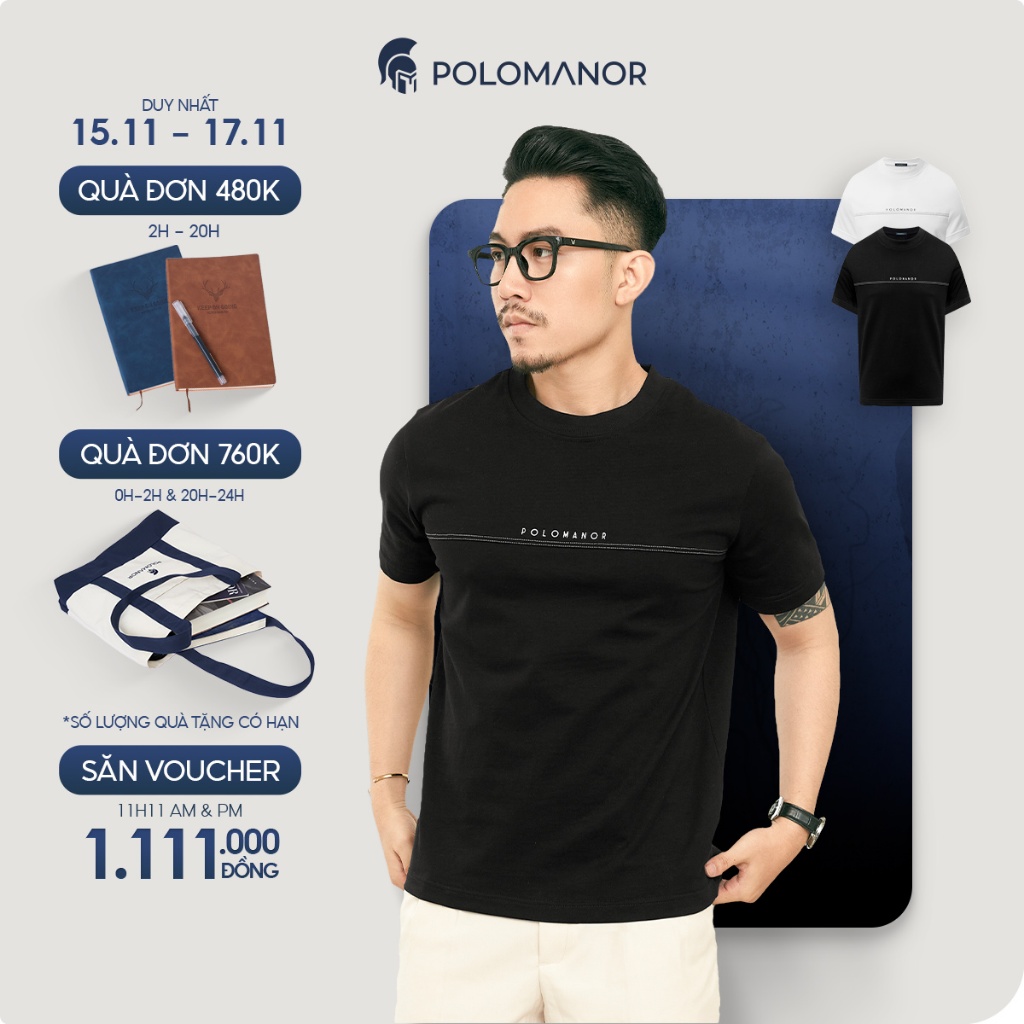 Áo thun nam cổ tròn TSHIRT PORIN, BST Social Circle vải cotton cao cấp thoải mái - POLOMANOR