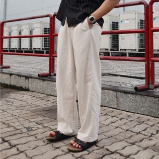 Quần dài suông linen nam nữ DATINO vải Linen Premium form ống rộng lưng chun dây rút, thoải mái