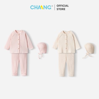[CHAANG 0-12M] Set bộ quần áo len dài tay cúc giữa kèm mũ cho bé gái thu đông Lennie Chaang